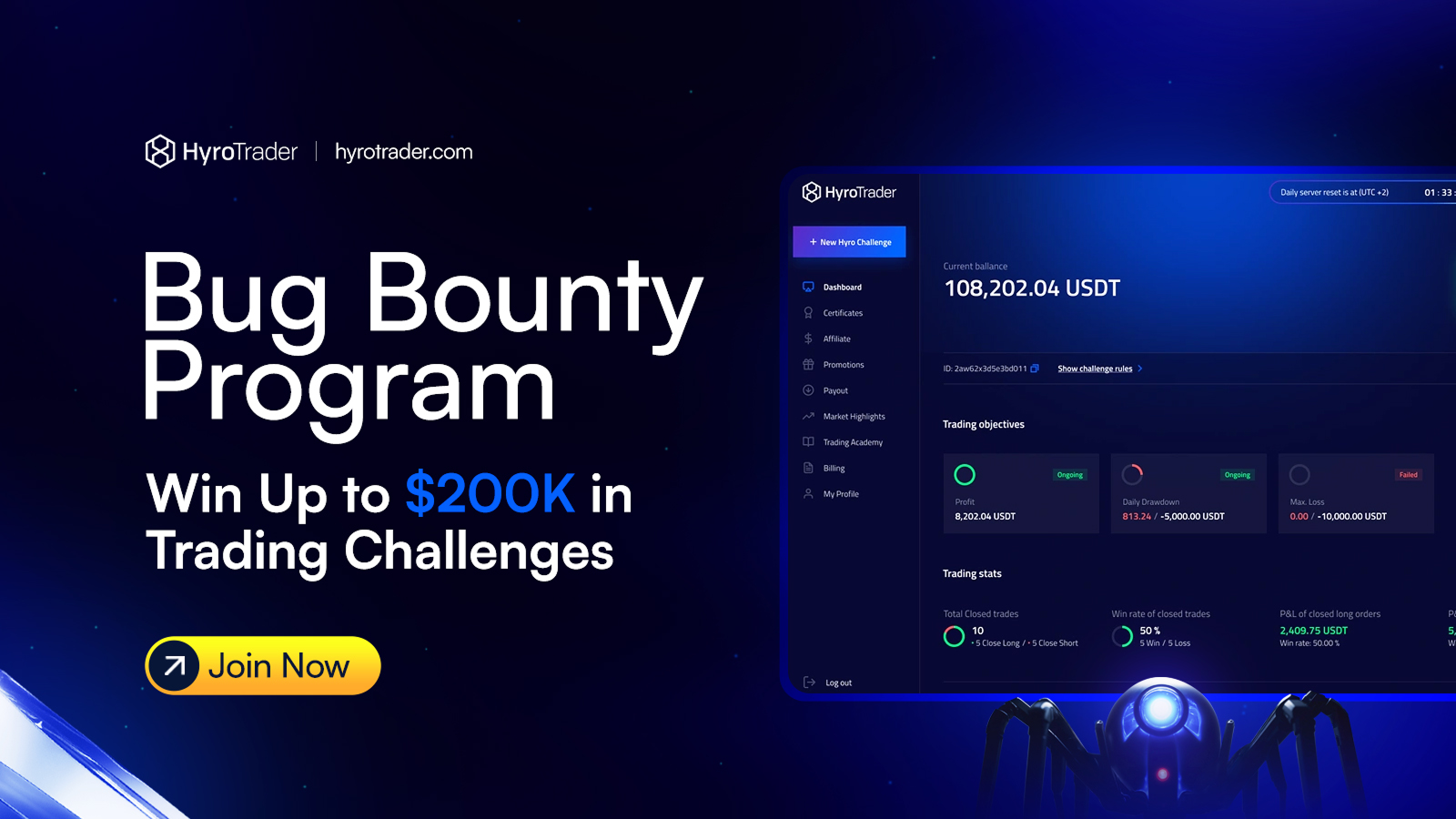 Bug Bounty Program: Win free Challenge Accounts with up to $200K in trading  capital | HyroTrader
